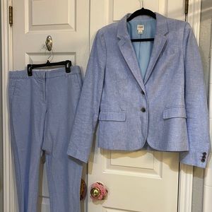 J Crew school boy heathered light blue linen SUIT blazer and pants G2497
